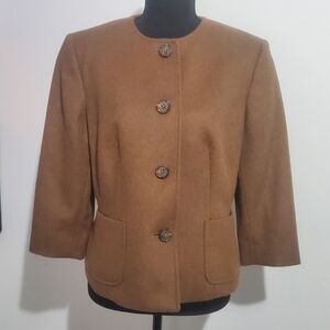 100% Camel Hair Jacket Brown Minimalist Classic Woman's Blazer